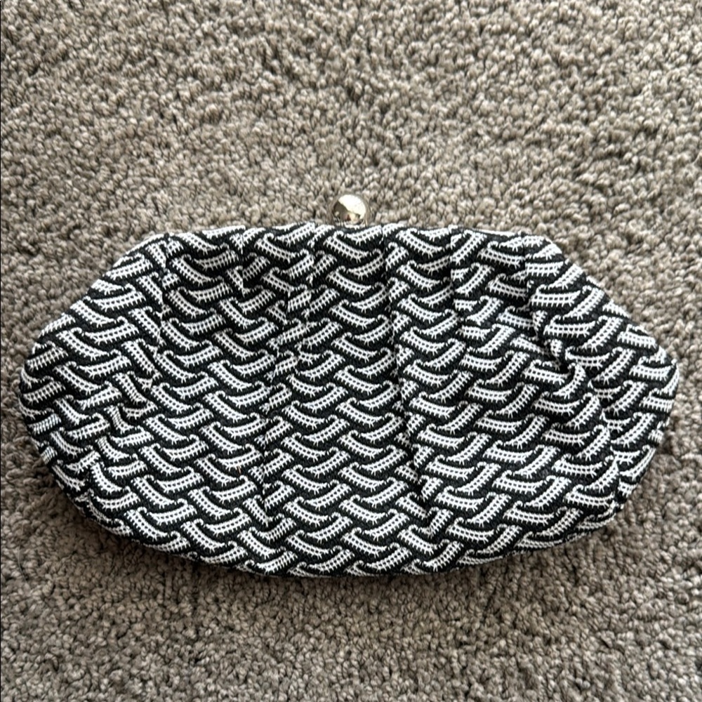 Black and White Woven Clutch